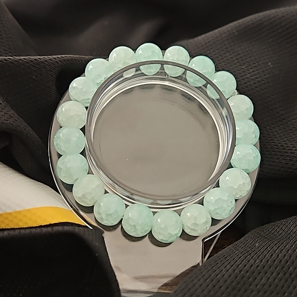 Handmade Other - SOLD Aqua Green Czech Glass Crackle Bracelet